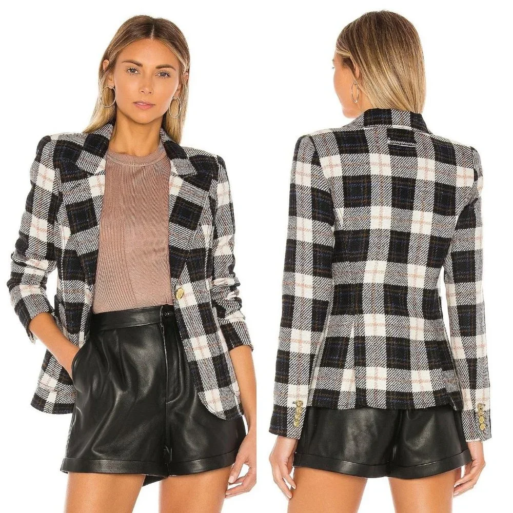 Smythe Patch Pocket Duchess Blazer in Black Ivory Plaid - Picture 1 of 12